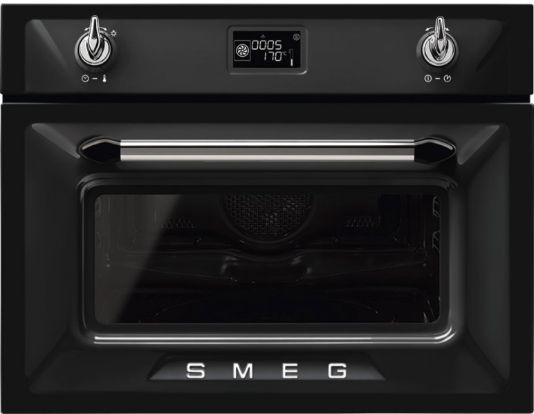 Combi : four + micro-ondes Smeg SO4902M1N / ZWART vooraanzicht