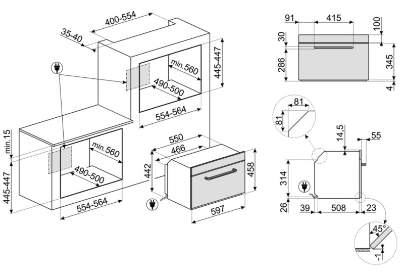 Combi : four + micro-ondes Smeg SO4902M1P/ CREME detail 1