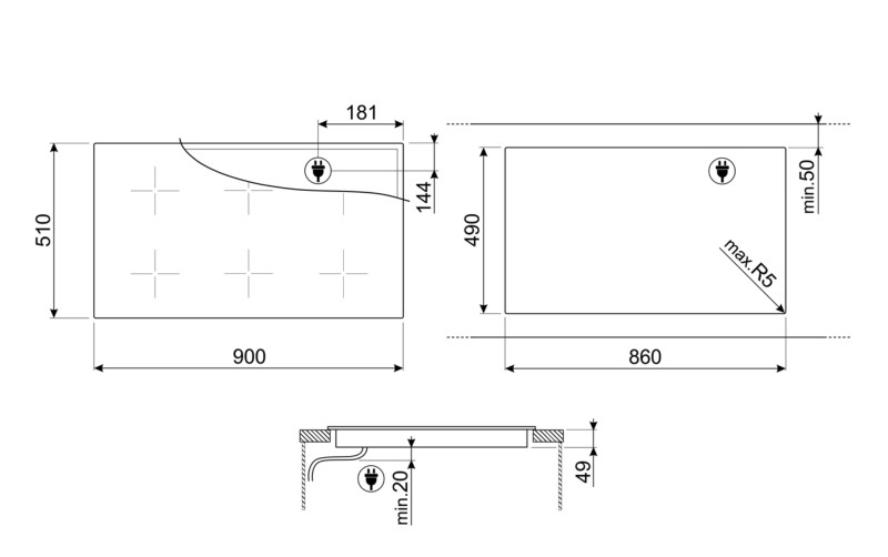 Taque de cuisson induction Smeg SIM3964D / Meerfasig detail 5