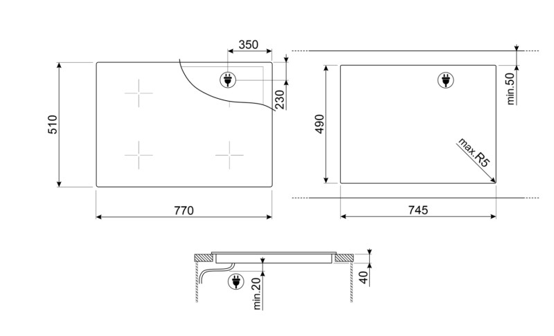 Kookplaat vitrokeramisch Smeg SE484EMTD detail 1