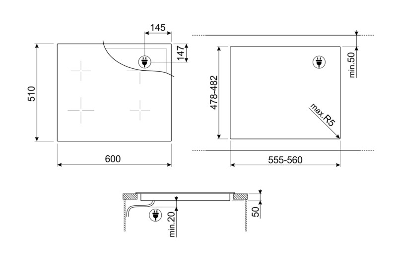 Taque de cuisson induction Smeg SI1B2642D detail 5