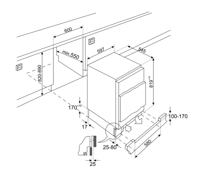 Frigo encastrable sous plan de travail Smeg U8C082DE detail 2