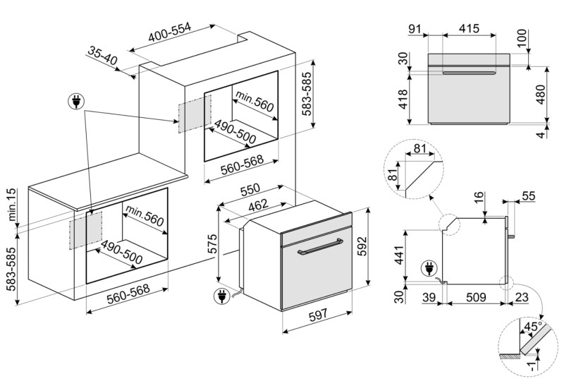 Four air pulsé/multifonction Smeg SOP6900TN / ZWART detail 6