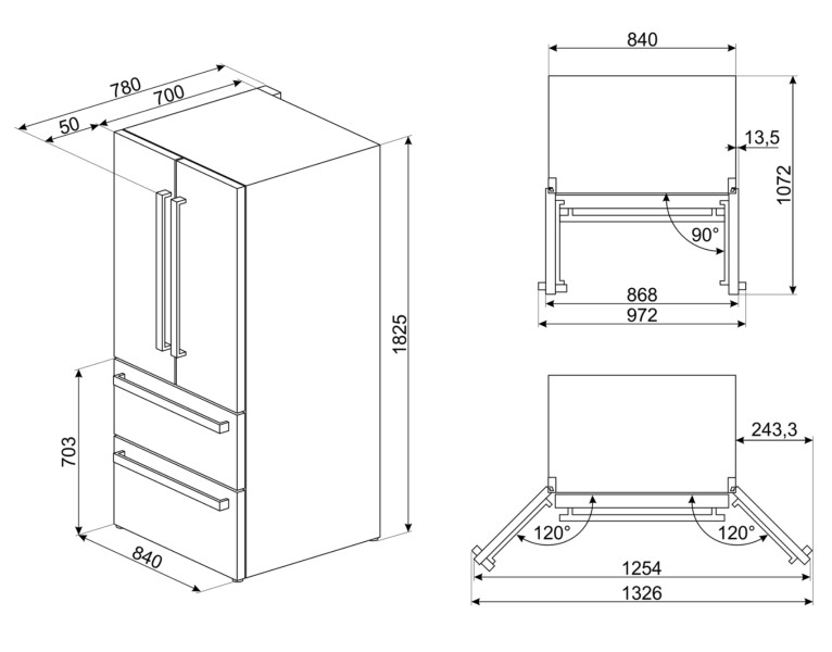 Side/Side + 3 et 4 portes Smeg FQ55FXDE detail 4
