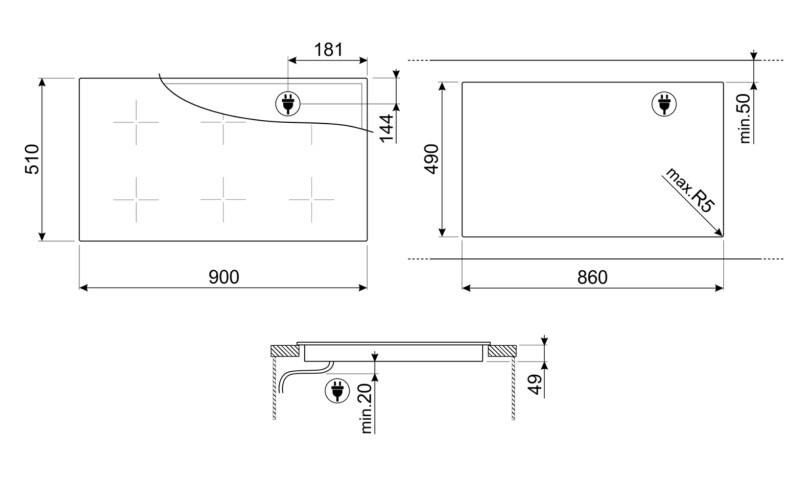 Kookplaat inductie Smeg SIM3964MB detail 5