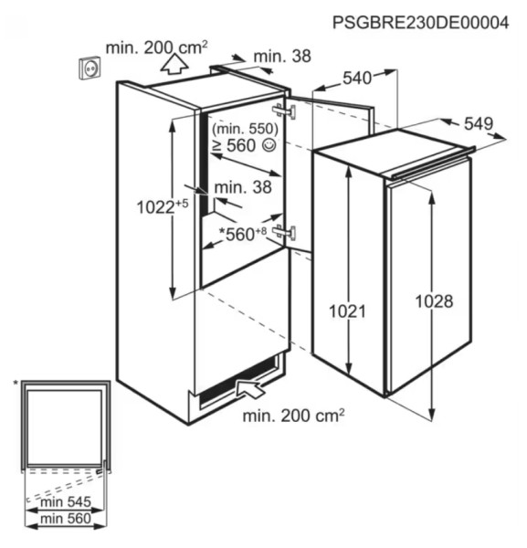 Koelkast inbouw 102 cm hoog AEG OSK5O10ES detail 2