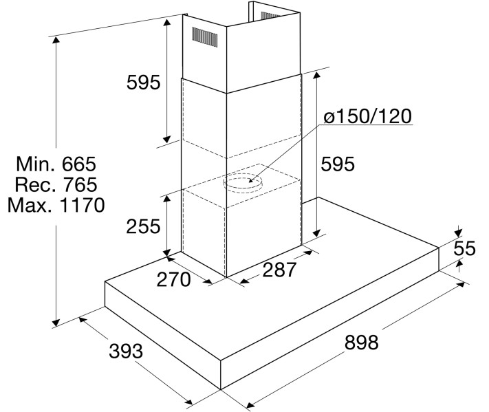Dampkap wand/schouw Etna/by Atag AB390ZT detail 3