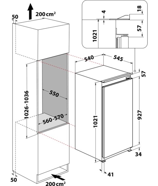 Koelkast inbouw 102 cm hoog Whirlpool ARG100712 detail 4