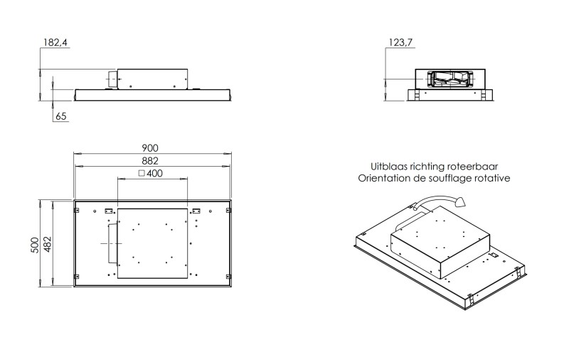 Dampkap inbouwgroep Venduro RAFLAT90-MMWIT detail 3