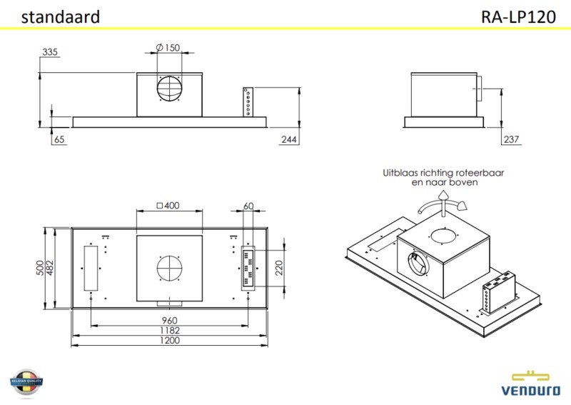Dampkap zonder motor Venduro RALP120-ZMI detail 1