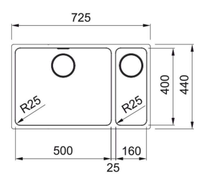 Anderhalve spoelbak Franke MYX1605016LM1 detail 1