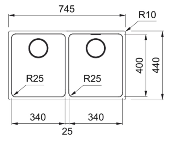Evier 2 bassins Franke MYX1203434M1 detail 1