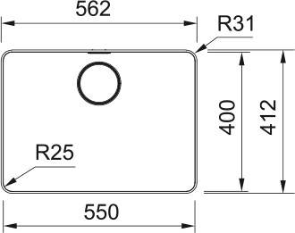 Enkele spoelbak Franke MYX210550M1 detail 1