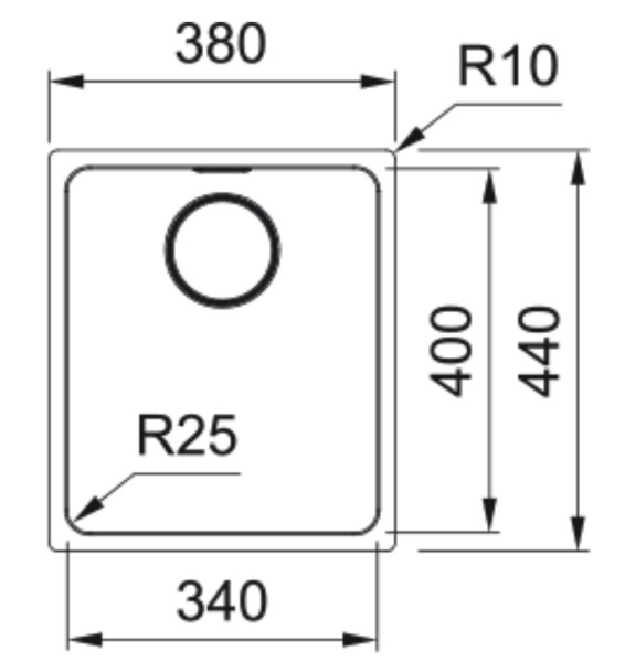 Enkele spoelbak Franke MYX110340M1 detail 1