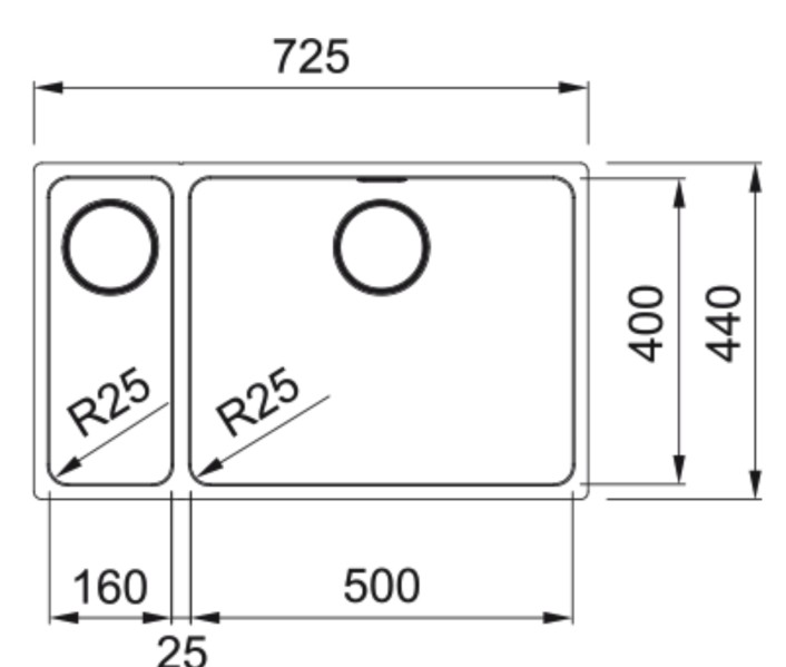 Anderhalve spoelbak Franke MYX1605016RM1 detail 1