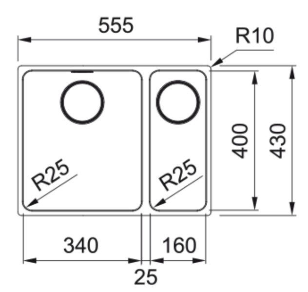 Anderhalve spoelbak Franke MYX1603416LM1 detail 1