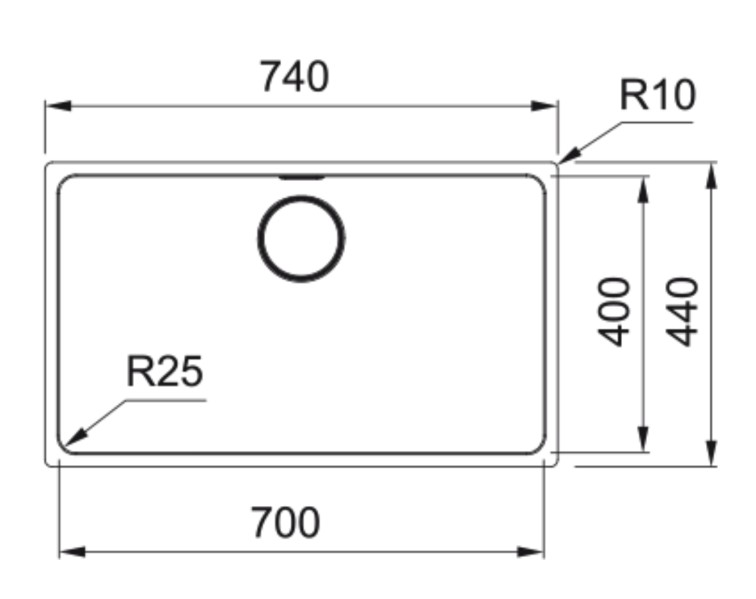 Enkele spoelbak Franke MYX110700M1 detail 1