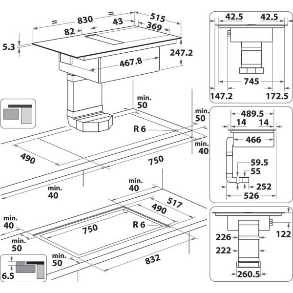 Taque de cuisson avec hotte intégrée Whirlpool WVHF83BBFKIT detail 3