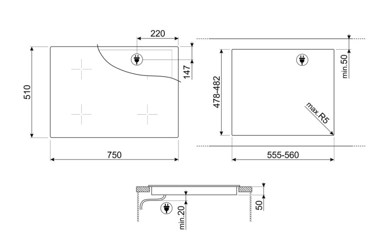 Kookplaat inductie Smeg SI1B2742D detail 2
