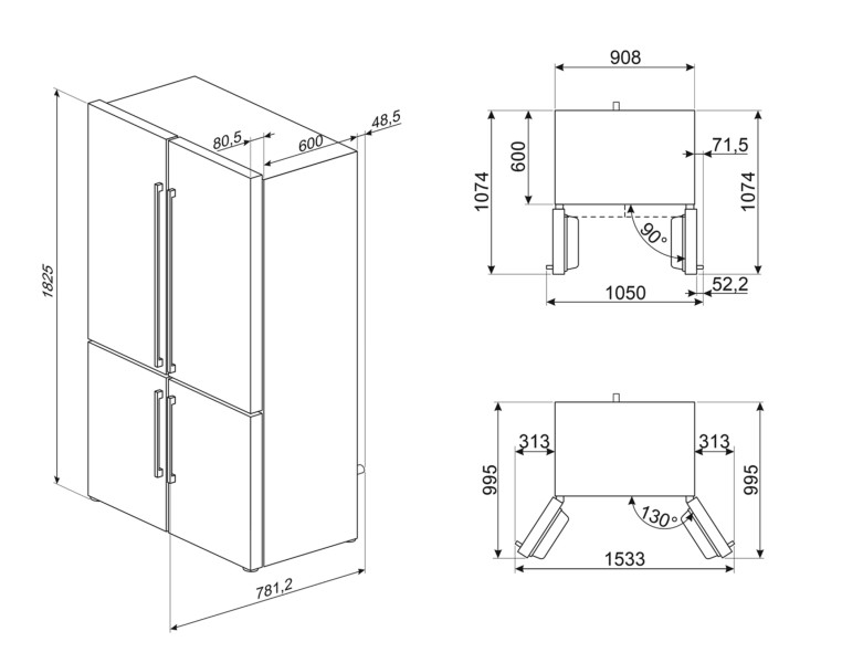 Side/Side + 3 en 4 deurs Smeg FQ60XDE detail 3