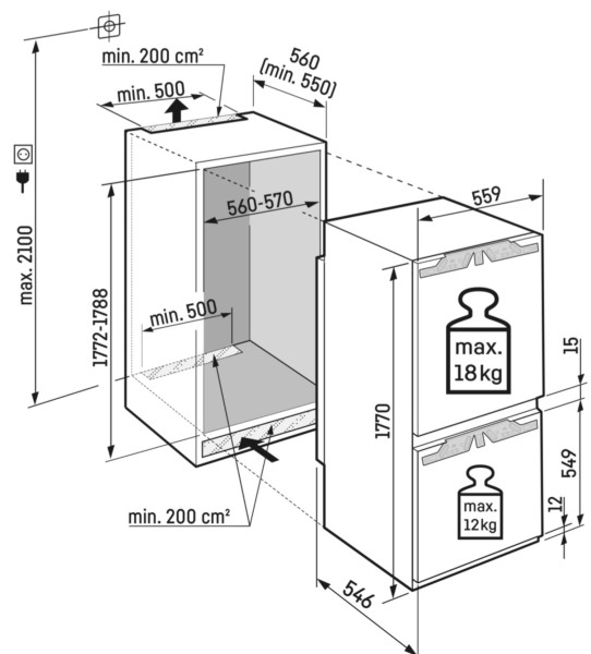 Combiné réfrigérateur/congélateur intégrable Liebherr ICBBI515222 detail 5
