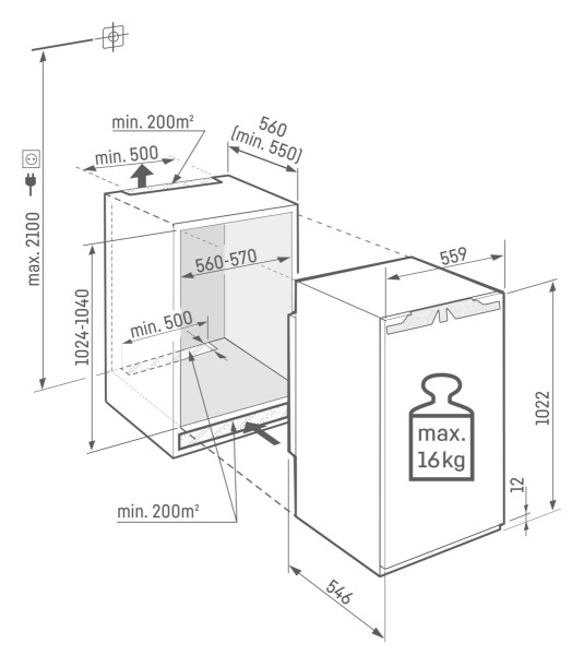 Frigo intégrable hauteur 102cm Liebherr IRD400062 detail 5