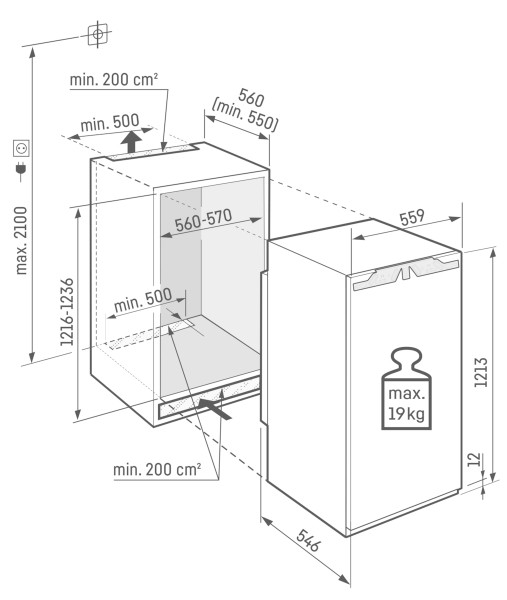 Frigo intégrable hauteur 122cm Liebherr IRC412122 detail 8