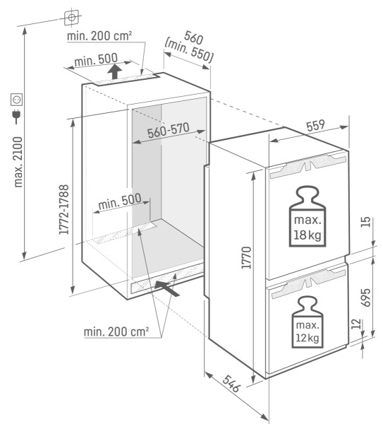 Combiné réfrigérateur/congélateur intégrable Liebherr ICD510322 detail 8