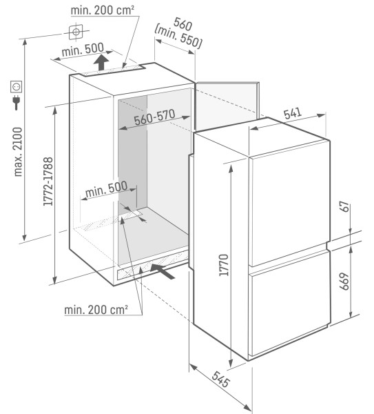 Combiné réfrigérateur/congélateur intégrable Liebherr ICNSD512322 detail 8