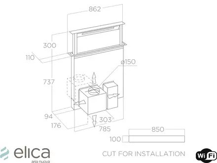 Hotte plan de travail Elica PRF0162869 detail 1