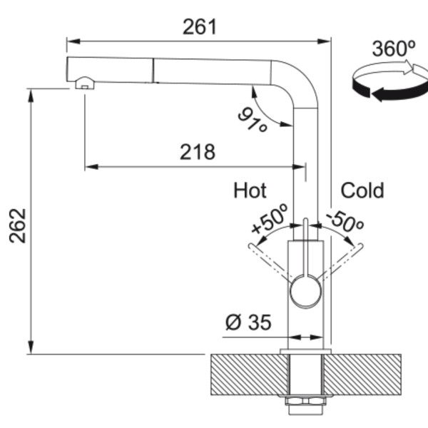 Eéngreepskraan Franke 301055 detail 1