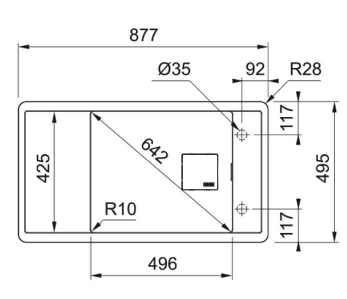 Enkele spoelbak Franke FSG61188LG1 detail 1