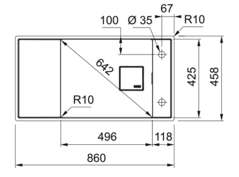 Enkele spoelbak Franke FSG211/11186LG1 detail 1