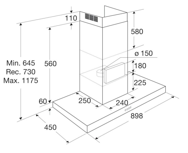 Dampkap wand/schouw Etna/by Atag AB290ZT detail 3