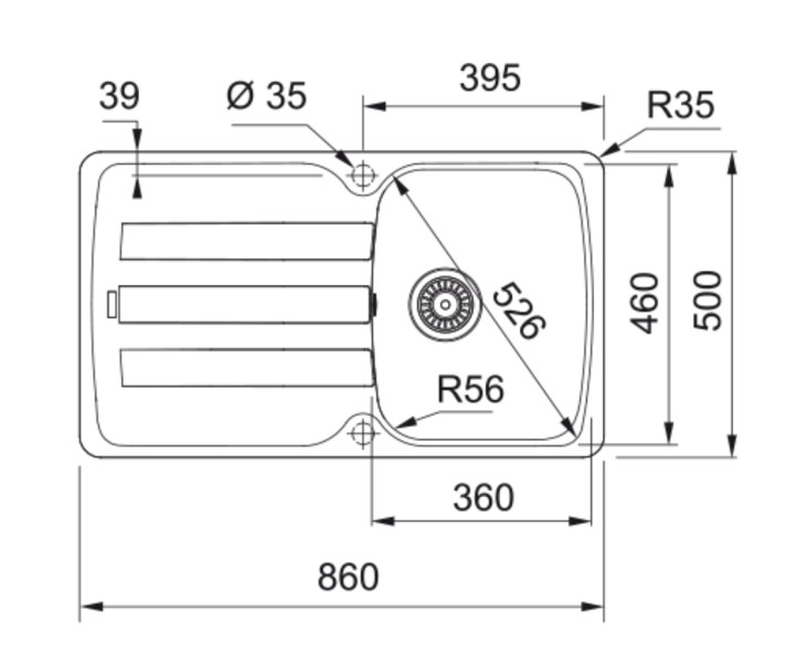 Enkele spoelbak Franke AZG611LG1 detail 1