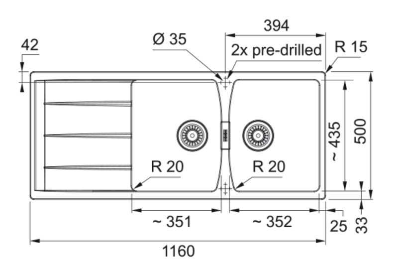 Evier 2 bassins Franke CNG621LG1 detail 1