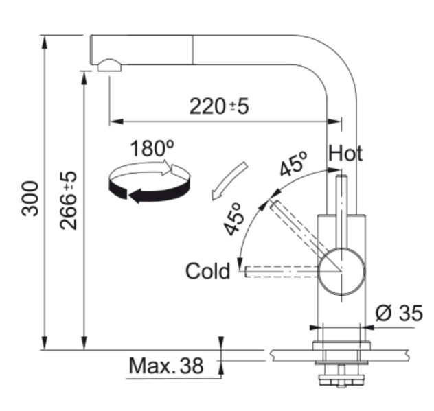 Eéngreepskraan Franke 301048 detail 1