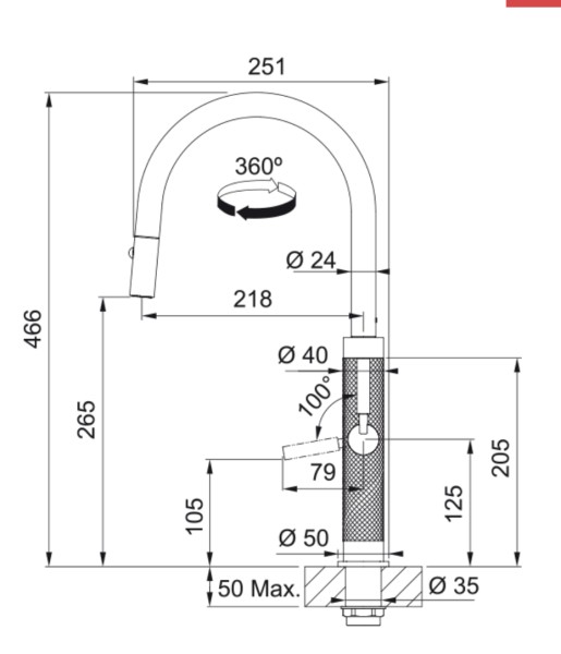 Robinet mono-commande Franke 301049 detail 1