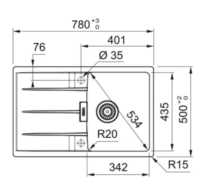 Enkele spoelbak Franke CNG61178LG1 detail 1