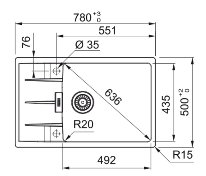 Evier 1 bassin Franke CNG61178KR1 detail 1
