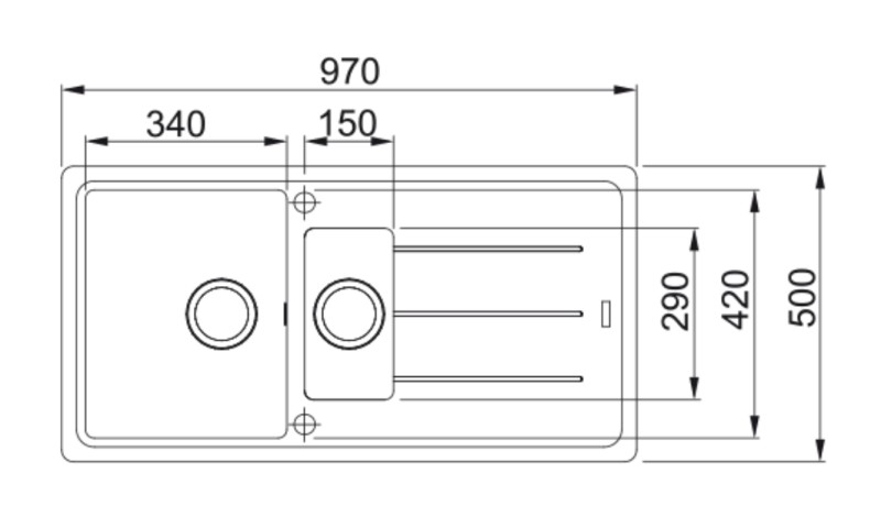 Anderhalve spoelbak Franke BFG651LG1 detail 1