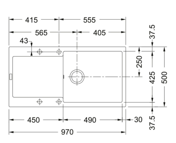 Enkele spoelbak Franke MRG611XLLG1 detail 1