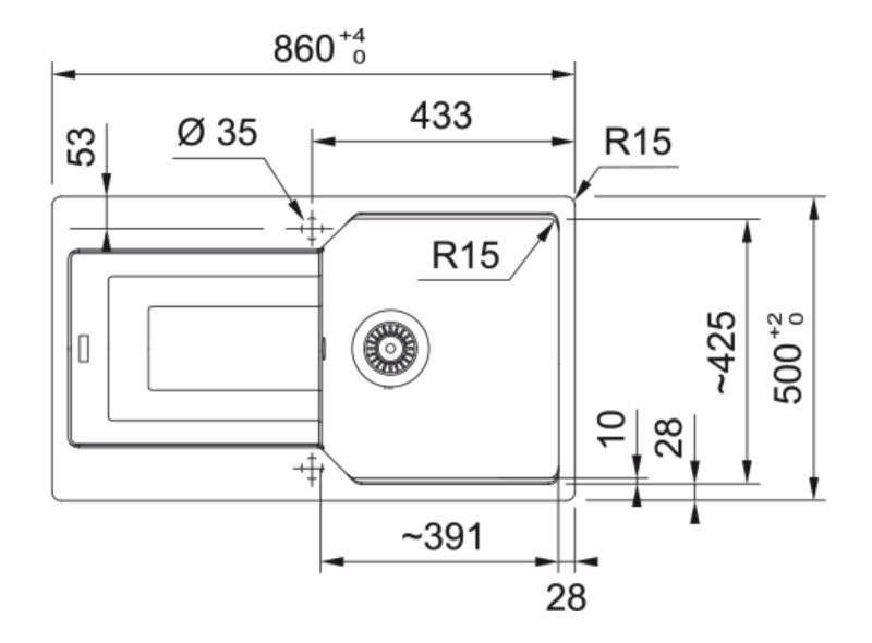 Enkele spoelbak Franke UBG61186LG1 detail 1