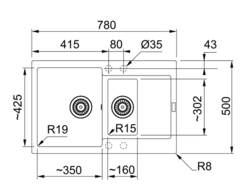 Anderhalve spoelbak Franke MRG651LG1 detail 1