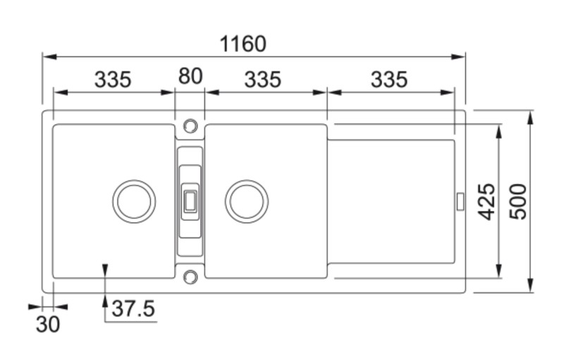 Dubbele spoelbak Franke MRG621LG1 detail 1