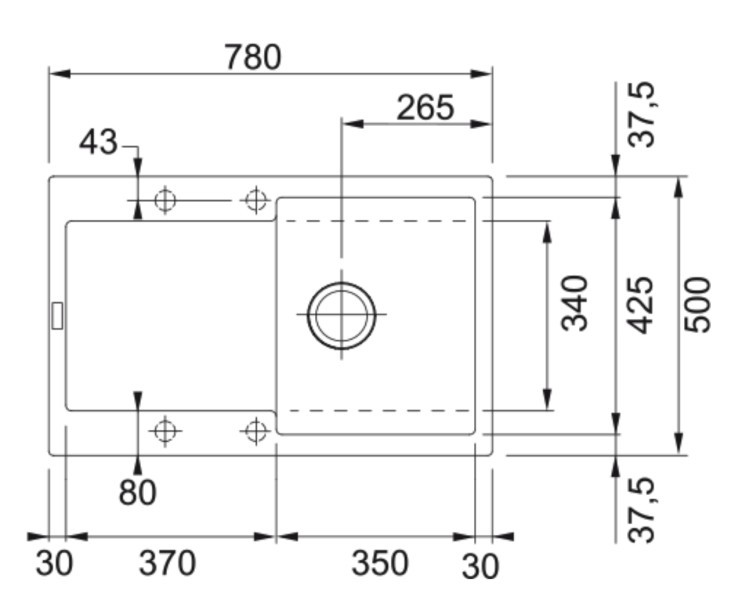 Enkele spoelbak Franke MRG611LG1 detail 1