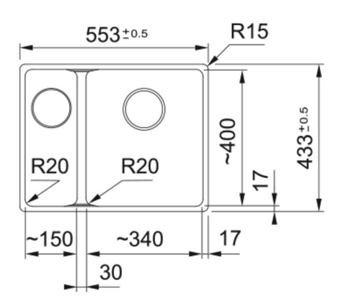 Anderhalve spoelbak Franke MRG260LGR1 detail 1