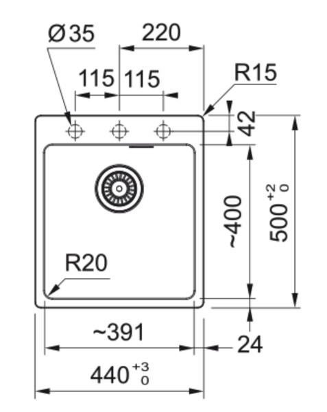 Enkele spoelbak Franke MRG610390LG1 detail 1