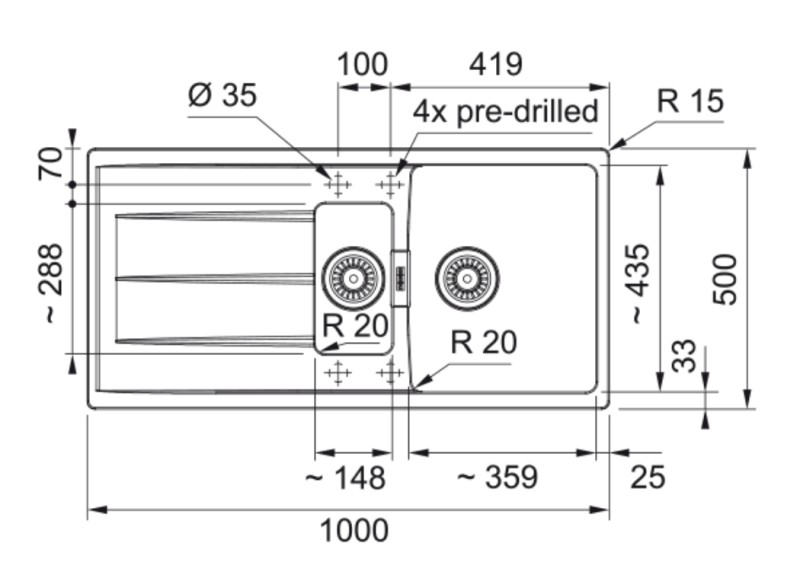 Evier 1 1/2 bassin Franke CNG651SG1 detail 1