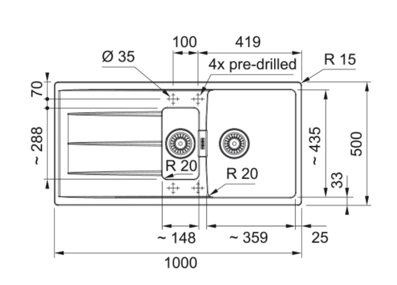 Anderhalve spoelbak Franke CNG651MW1 detail 1